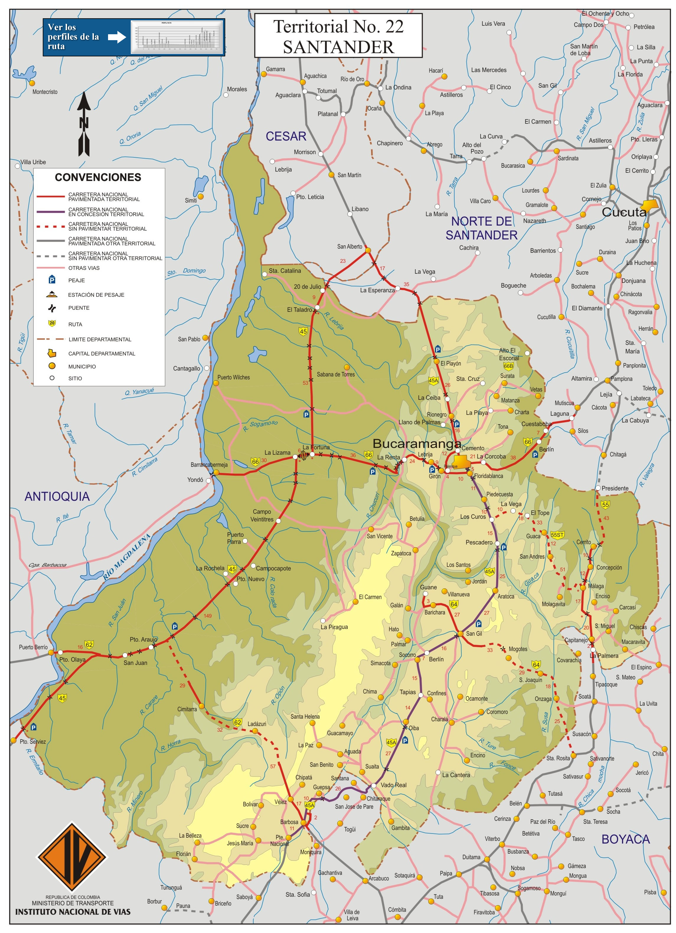 Mapa Vial de Santander